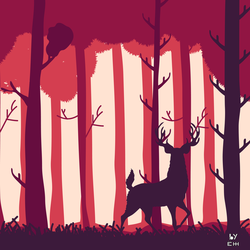 flat landscape deer