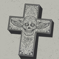 Крест с крылатым черепом.
