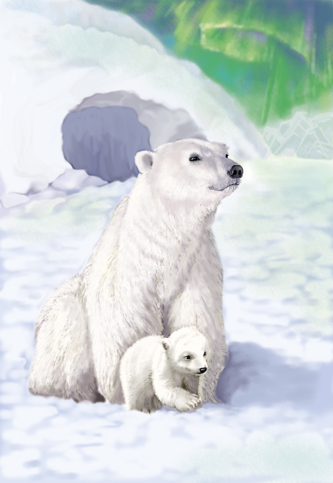 Пейзаж с белым медведем