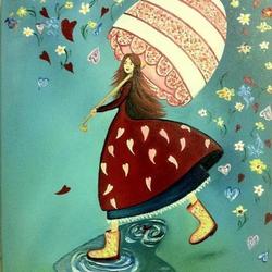 Мечтательная девочка с зонтиком