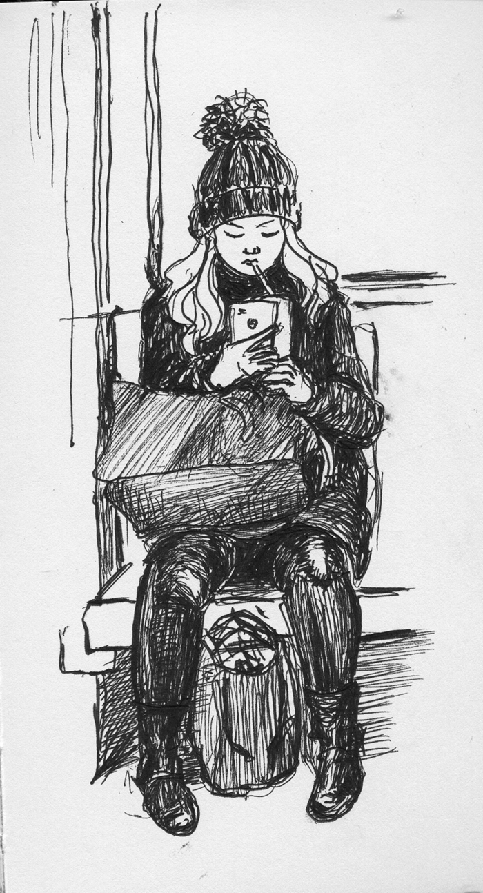 Зарисовки людей в автобусе