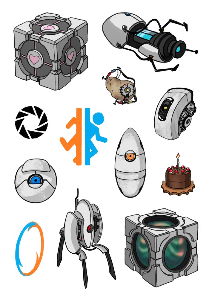 Как нарисовать турель из portal 2