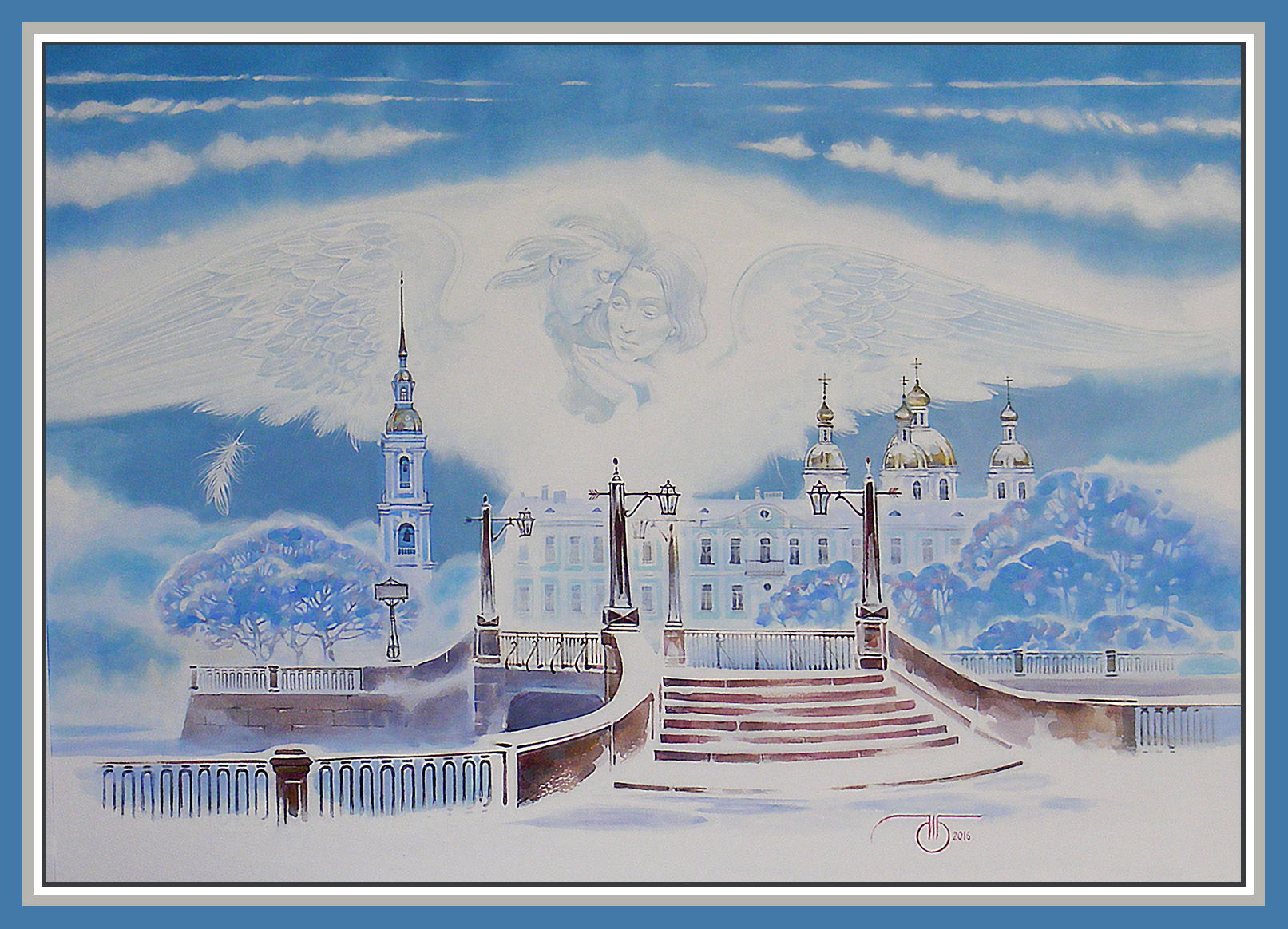 Ребенку нарисовать зимний Петербург