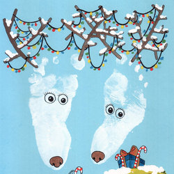 Новогодние олени на голубом фоне