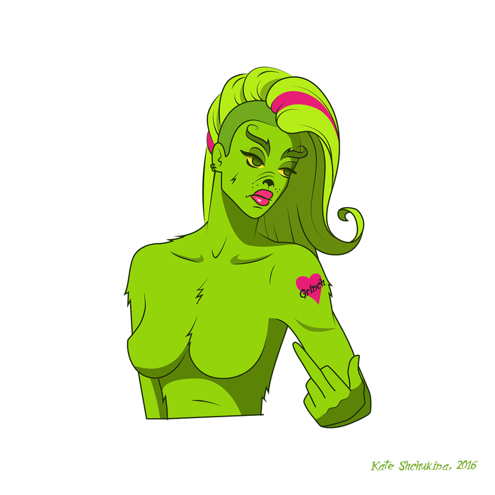 Иллюстрация Grinch rule 63 в стиле 2d, персонажи Illustrators.ru.
