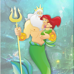 Иллюстрация для книги. Ариэль и ее отец Нептун