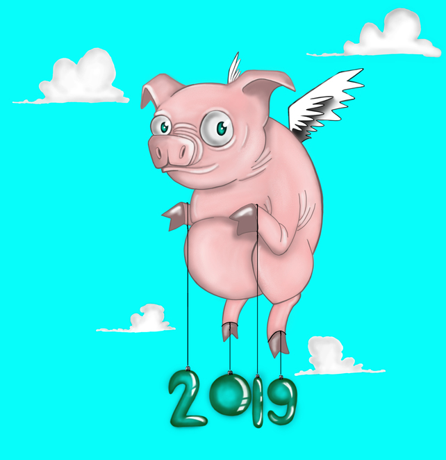 Happy New Year Piggy year 2019