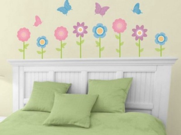Main girls bedroom ideas with flower wall decals 400x300