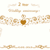 Wedding anniversary invitation 2 year. Golden pattern 