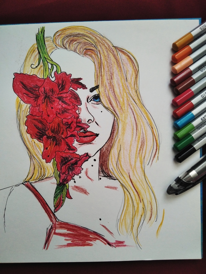 Синеглазая девушка в горячем цвете