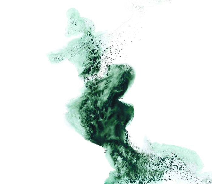 Elongated watercolor splash like a dancer in grayscale