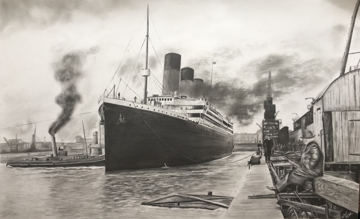 "Титаник" отчаливает из Саутгемптона. 