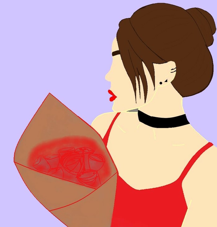 Девушка с розами