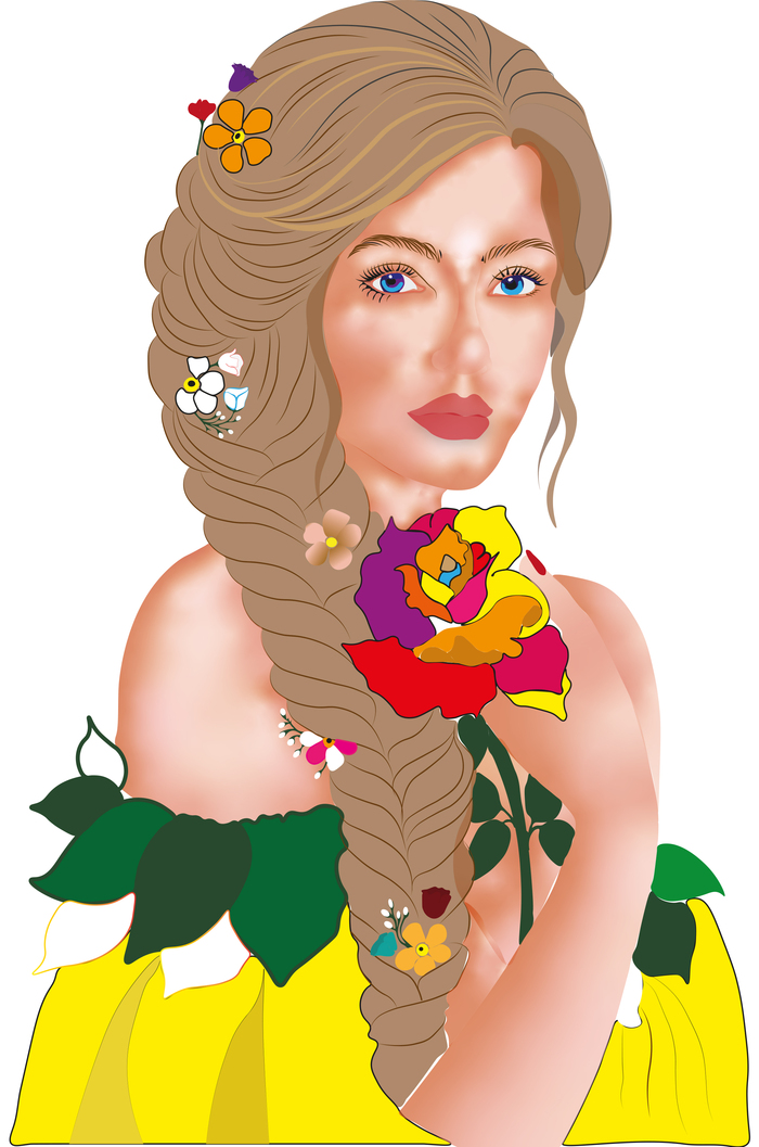 девушка с розой иллюстратор