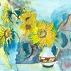 Подсолнухи - постер на акварельной бумаге