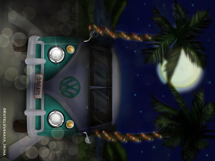 VolkswagenT1 ночью