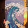 Картина "Удивительная волна" акрил, ракушки, дерево