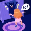 Девочка пугает монстра в шкафу