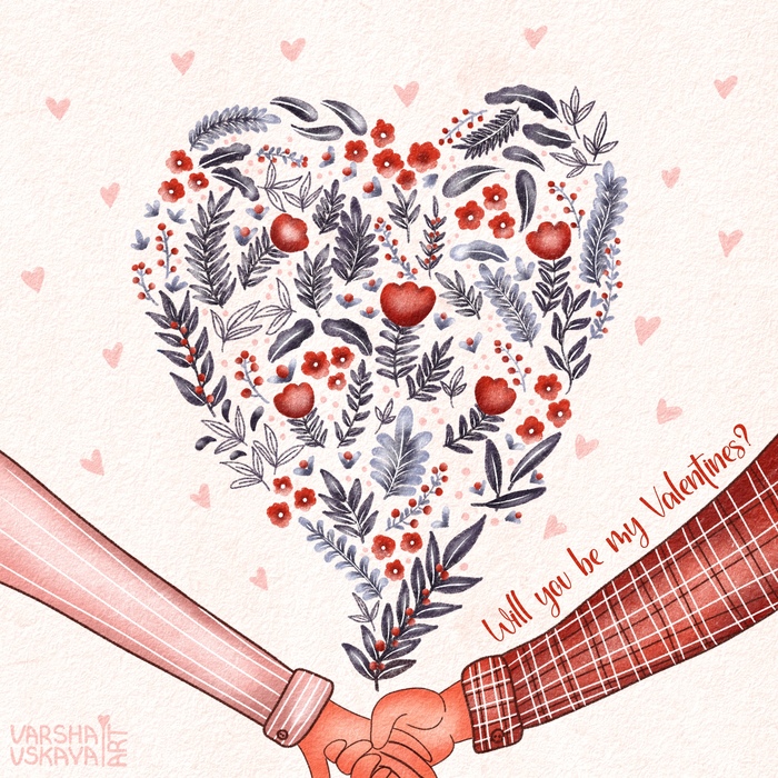 Дизайн открытки к Дню Святого Валентина 