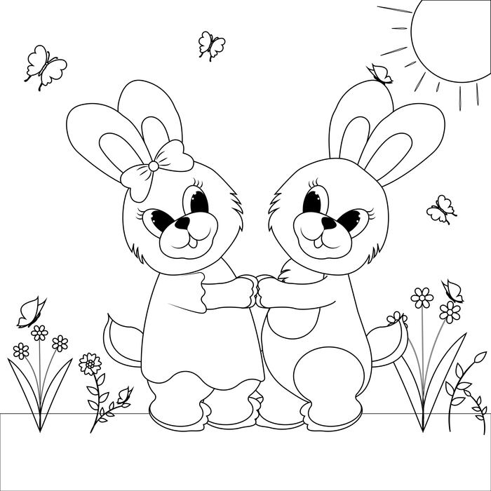 Раскраска с зайцами