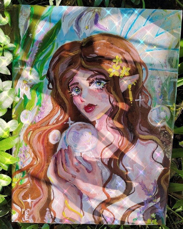 Картина "Эльф в летнем саду"