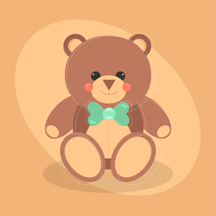 Плюшевый Мишка с бантиком зеленого цвета