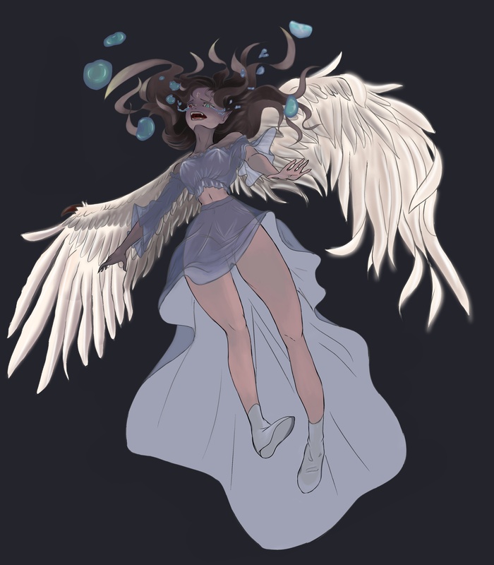 the fall of an angel into the abyss of hell