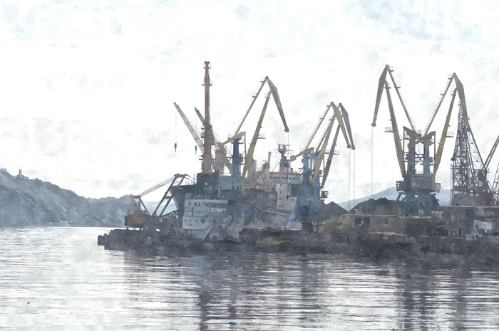 Краны в морском порту