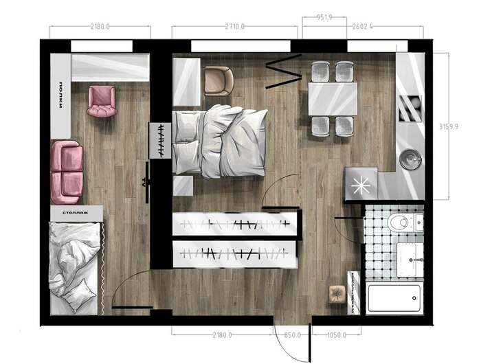 План квартиры в стиле скетч