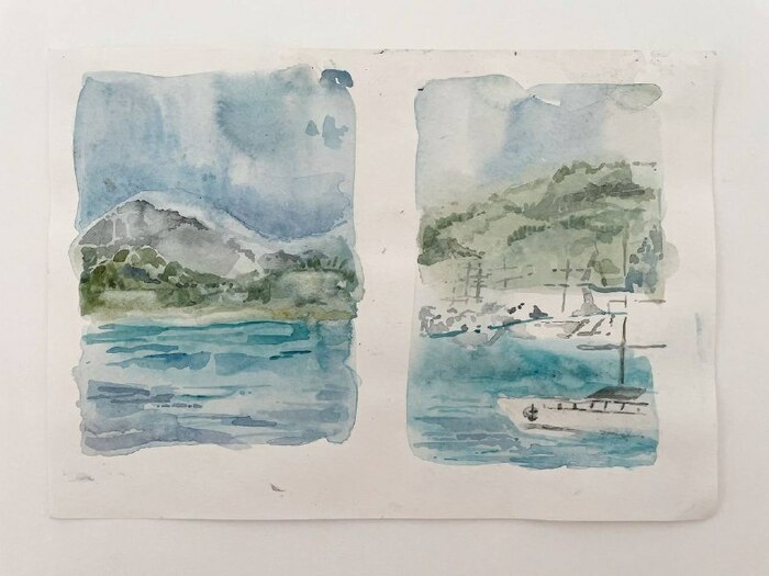 Акварель виды с корабля