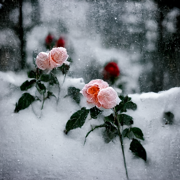 Roses in the snow