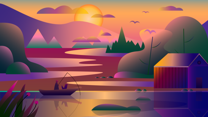 Рассвет на озере