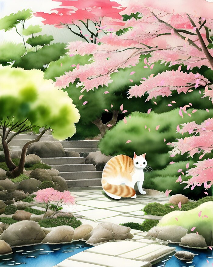 Ginger cat in the Japanese Garden
