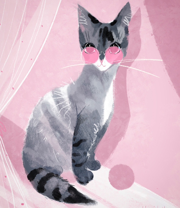 Кошка в розовых очках