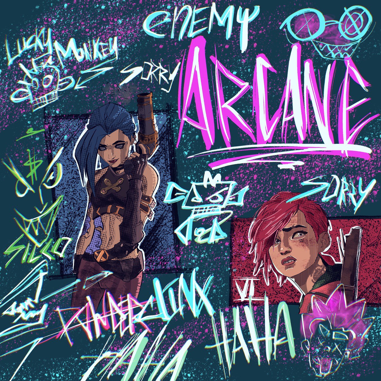 Arcane Vi Jinx Graffiti Illustrators ru arcane-vi-jinx-graffiti-illustrators-ru