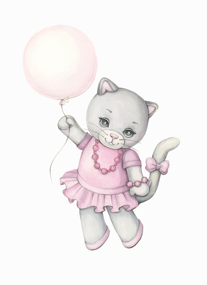 Кошечка с воздушным шаром.
