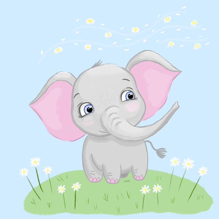 Слонёнок на полянке