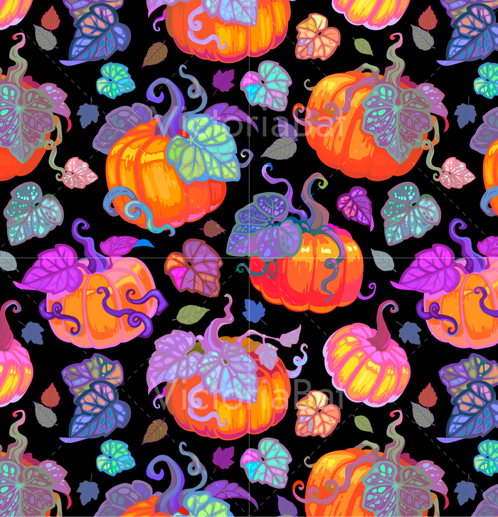 Паттерн с яркими тыквами