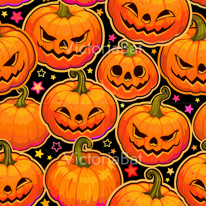 Хэллоуинский паттерн с тыквами