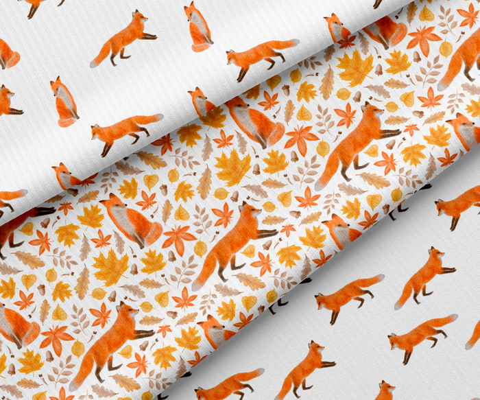 Осенний паттерн с лисой и листьями