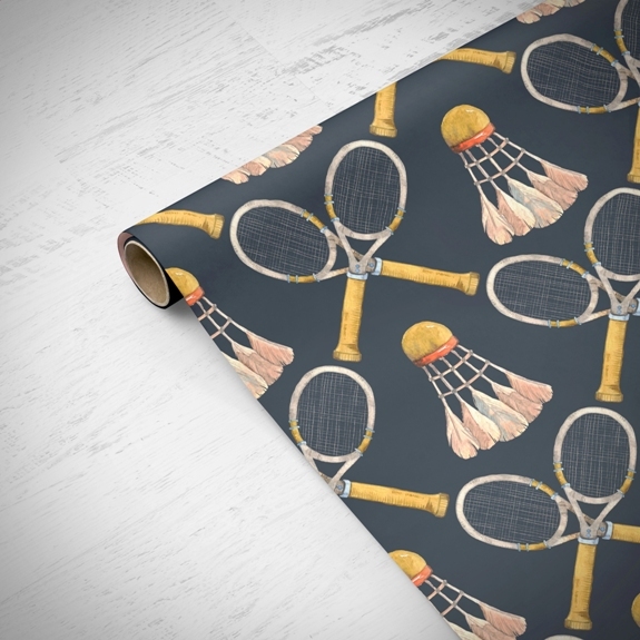 Бесшовный паттерн "Бадминтон", т.серый