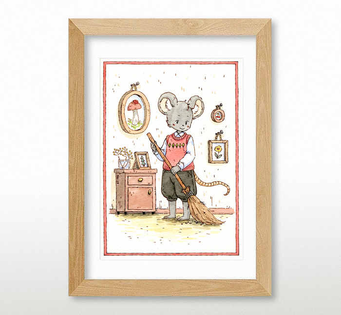 Мышонок прибирается