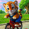 тигренок на велосипеде