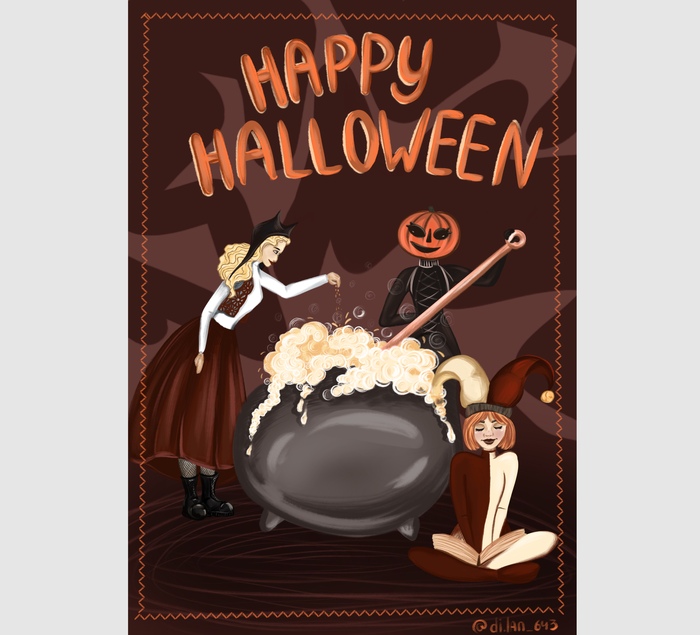 Открытка «Ведьмочки» на Хэллоуин 