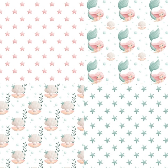 Бесшовный паттерн. Коллекция "Русалочка"