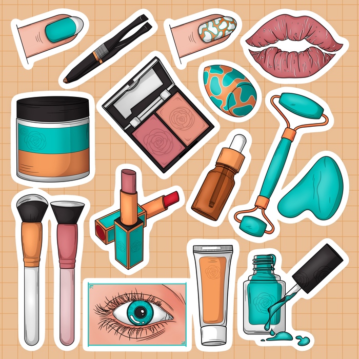 Набор с мини-иллюстрациями "Косметика"
