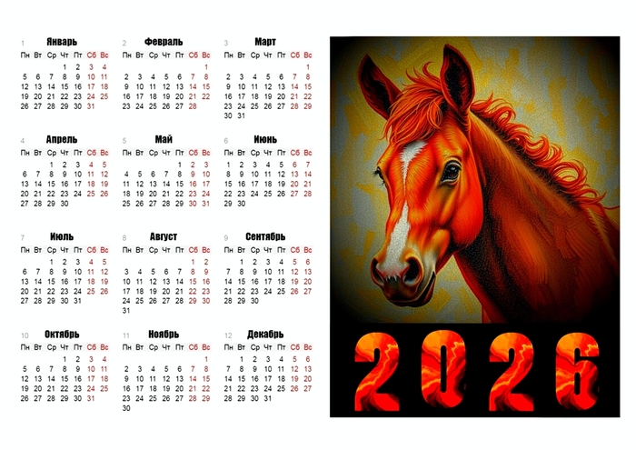 Календарь на 2026 год