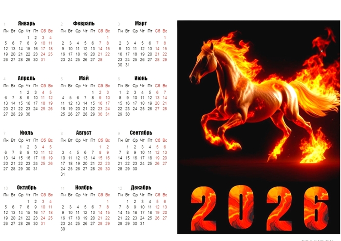 Календарь на 2026 год