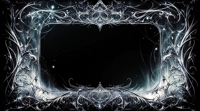 Рамка на чёрном фоне с эльфийским узором