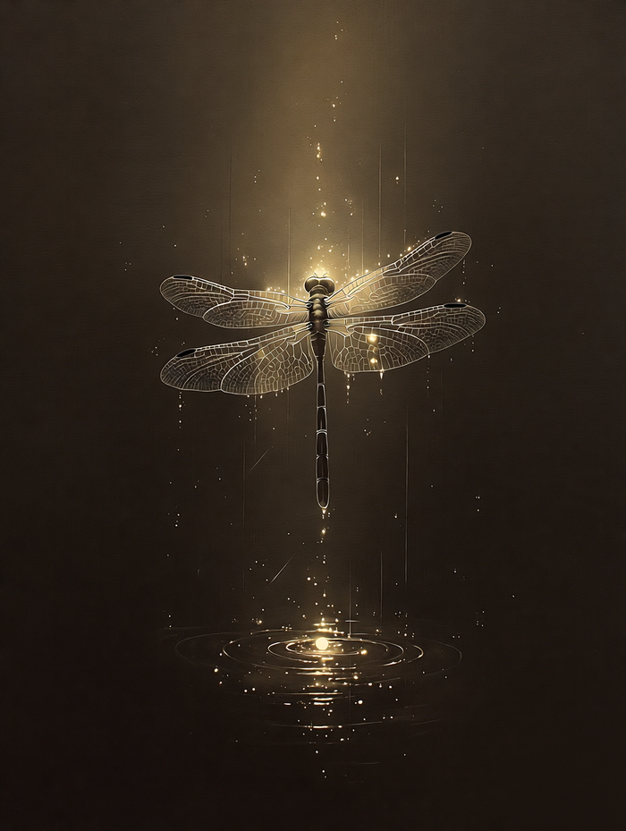 Стрекоза на темном фоне